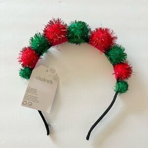 Claire's Festive Red and Green Pom Pom Headband